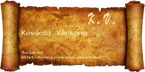 Kovácsi Várkony névjegykártya